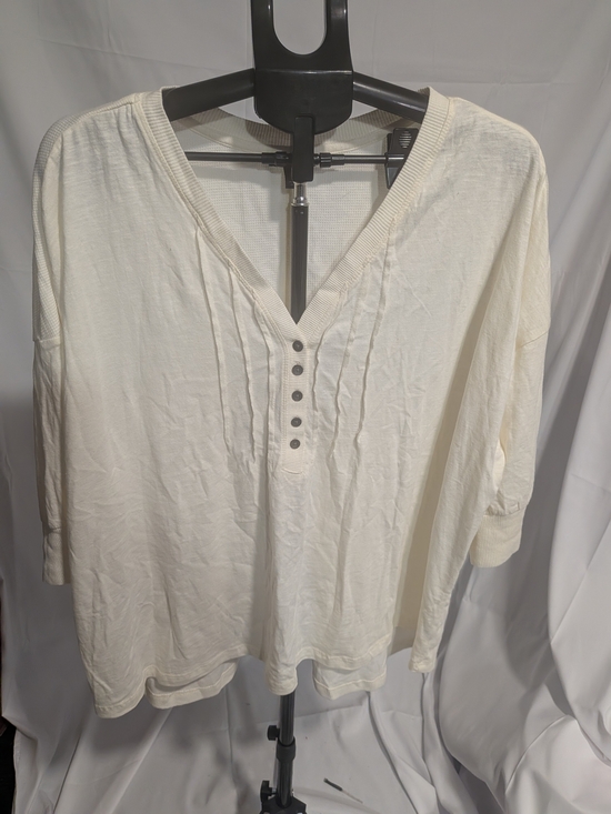 Falls Creek Tops - Falls Creek Cream V-Neck Henley Long Sleeve Top